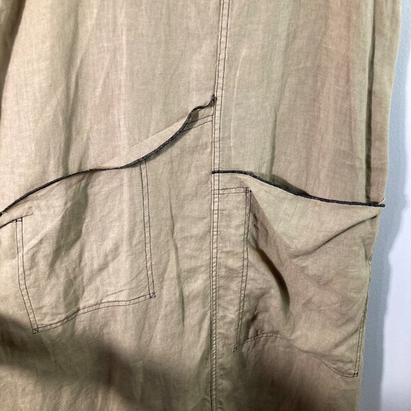 Womens Cynthia Ashby‎ Linen Lagenlook Midi Dress Jumper Brown S Linen Pockets - Picture 5 of 11